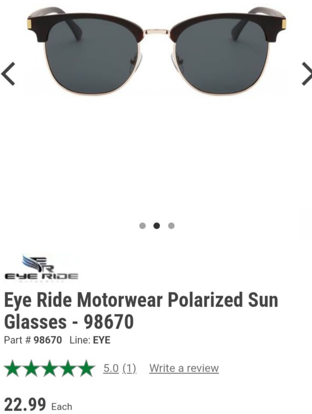 Eye Ride Motorwear Polarized Sunglasses - Black Frame, Dark Gray Lenses